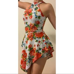 Vibrant Orange Floral Romper
